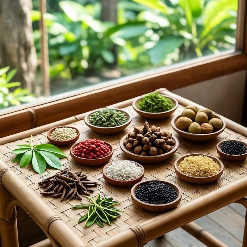 Indonesian spices and botanicals in bowls